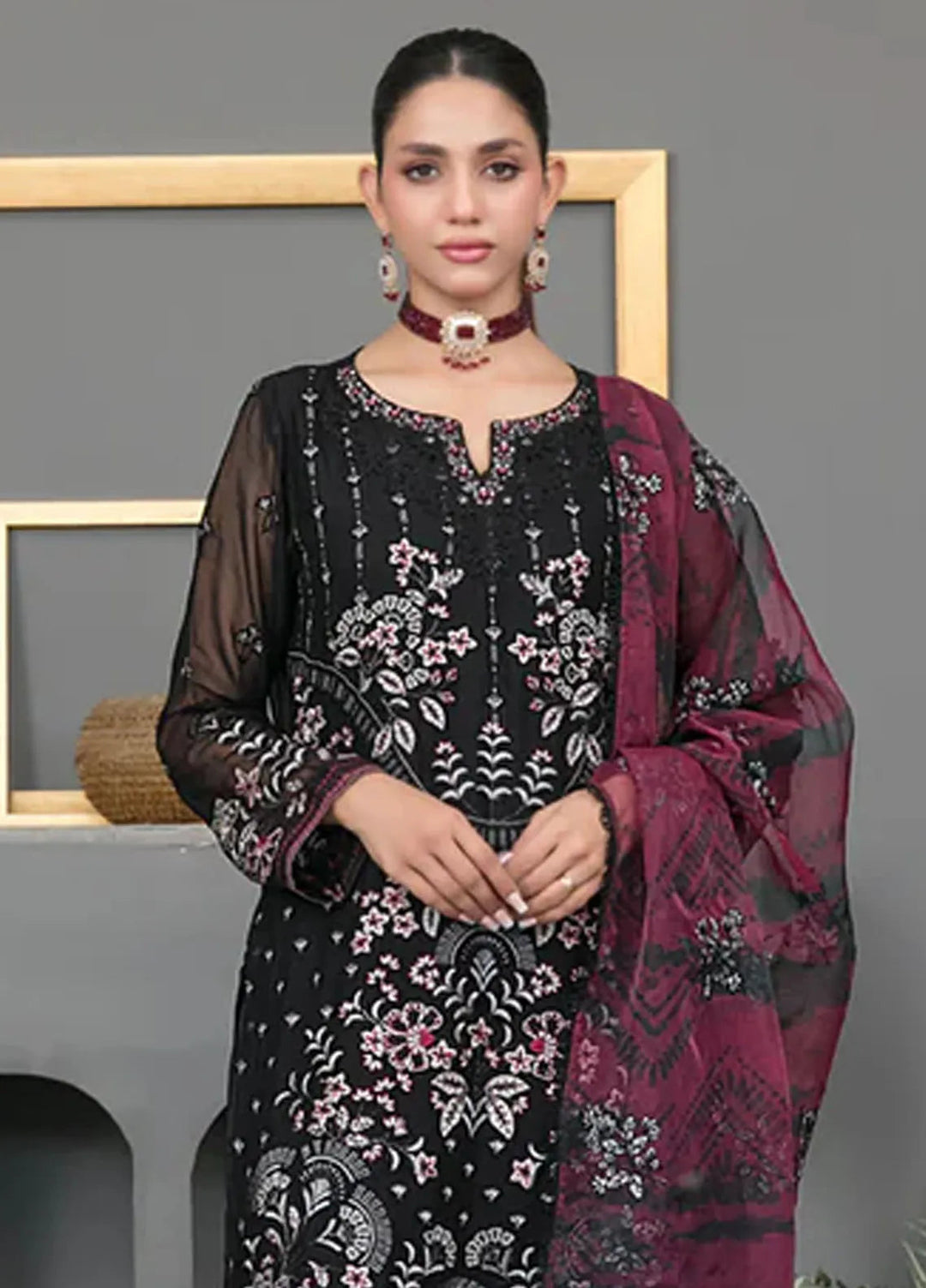 Jiah By Tawakkal Fabrics Embroidered Chiffon Suit Unstitched 3 Piece RA24J D-3750 - Festive Collection