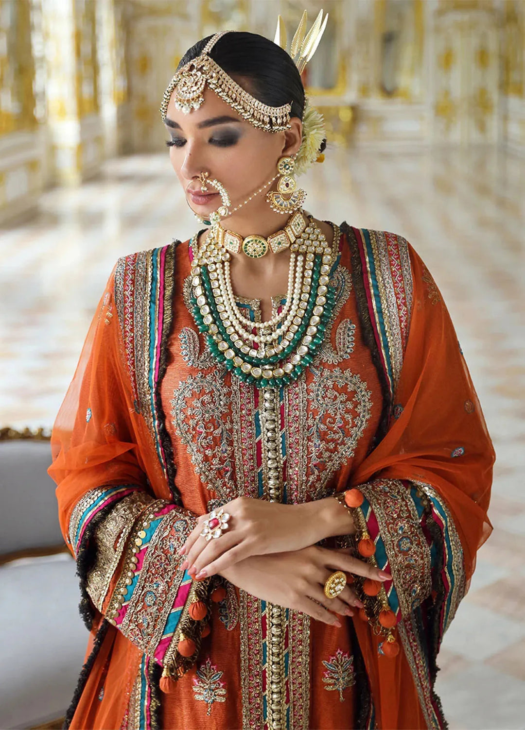 Jihaan by Salitex Embroidered Cotton Net Suits Unstitched 3 Piece SUNS24AJI004UT - Fesitive Collection