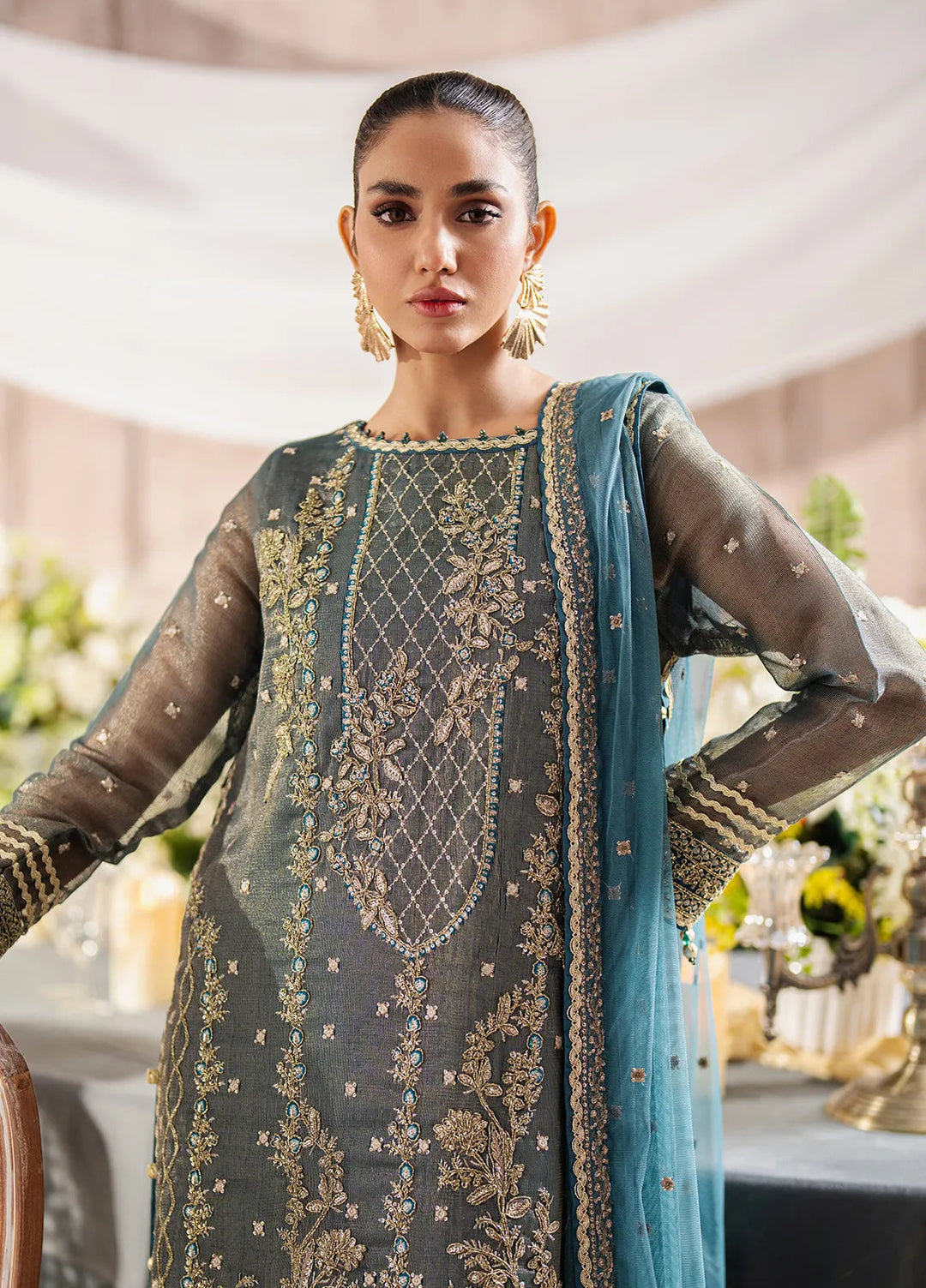 Jihan by Salitex Embroidered Cotton Net Suits Unstitched 3 Piece SUNW6JI003UT - Festive Collection