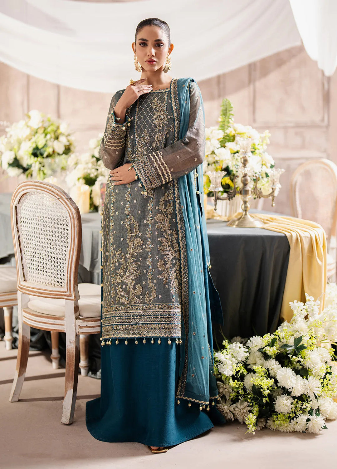 Jihan by Salitex Embroidered Cotton Net Suits Unstitched 3 Piece SUNW6JI003UT - Festive Collection