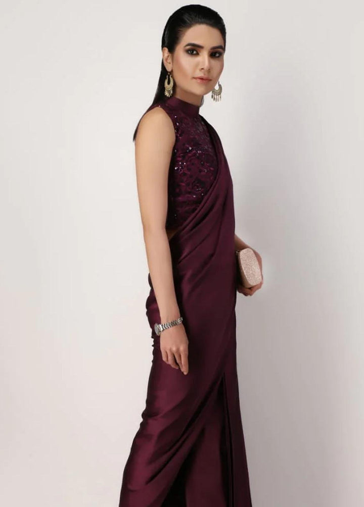 Jooray Kapray Pret Formal Net Saree JK23F Deep Purple Pant Sari