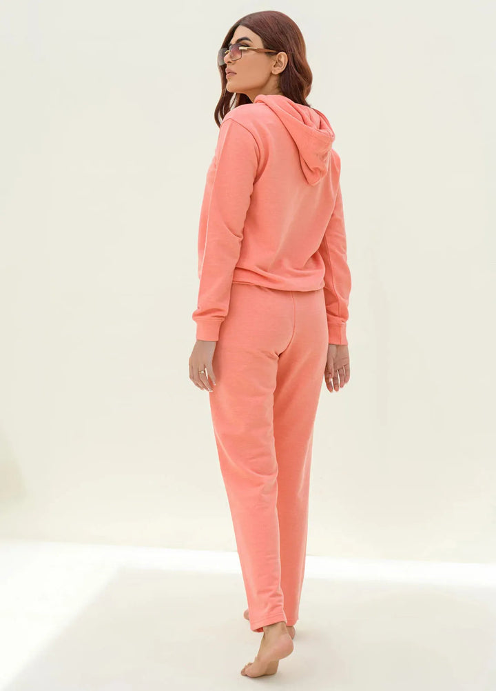 Jooray Kapray Pret Casual Cotton Hoodie And Jogger Pants Peach Pullover