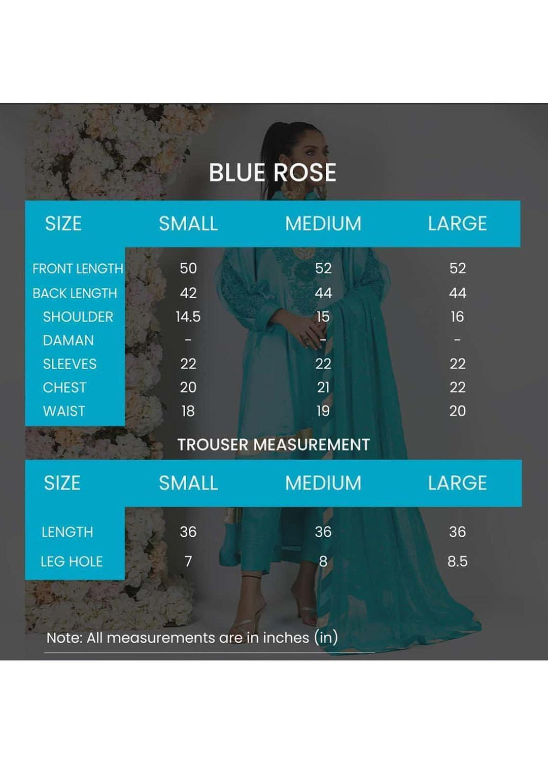 Jooray Kapray Pret Luxury Chiffon 3 Piece Suit JK23L Blue Rose
