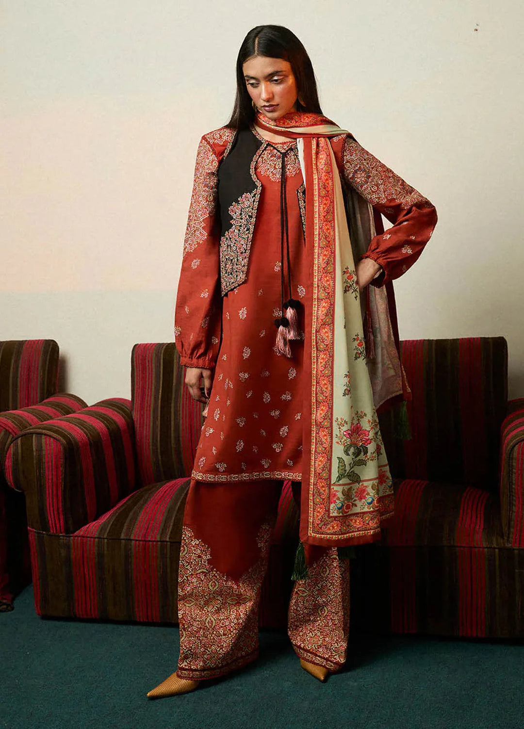 Jugnu by Hussain Rehar Embroidered Khaddar Suits Unstitched 3 Piece HRR24J Aurelia - Winter Collection