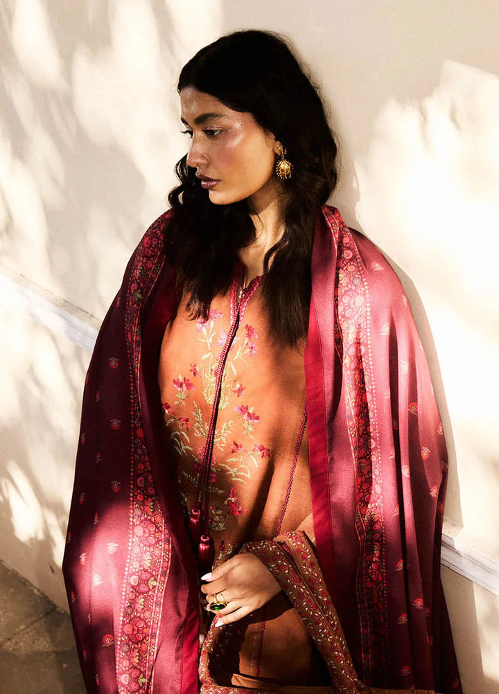 Jugnu by Hussain Rehar Embroidered Khaddar Suits Unstitched 3 Piece HRR24J Hazel - Winter Collection