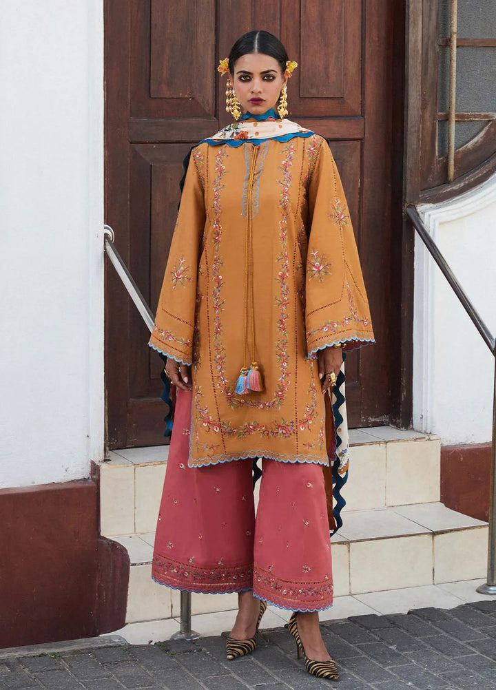 Jugnu by Hussain Rehar Embroidered Lawn Suit Unstitched 3 Piece HRR25JS D-02 Nal - Summer Collection