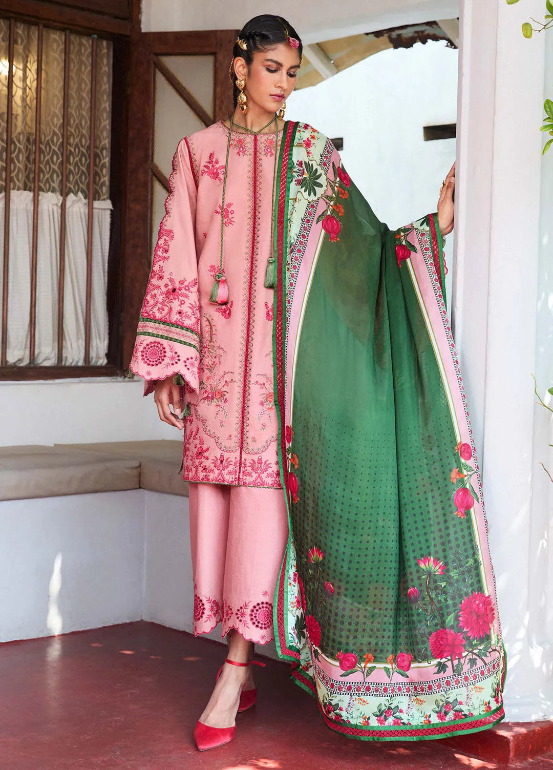 Jugnu by Hussain Rehar Embroidered Lawn Suit Unstitched 3 Piece HRR25JS D-04 Ravi - Summer Collection
