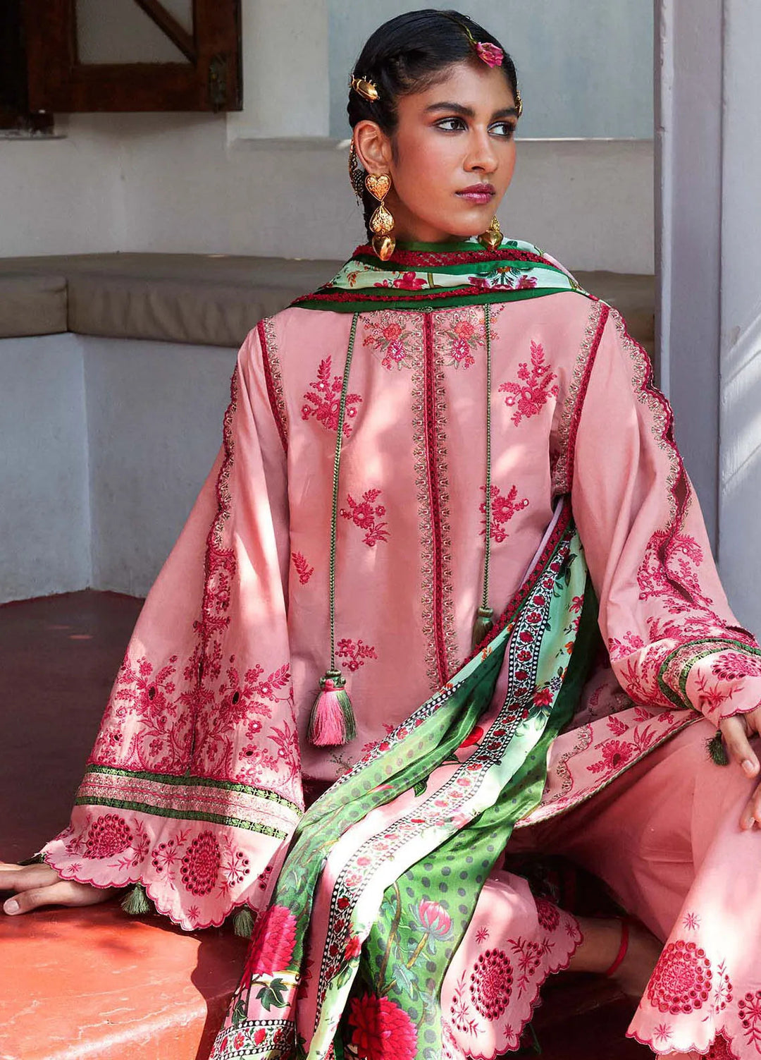 Jugnu by Hussain Rehar Embroidered Lawn Suit Unstitched 3 Piece HRR25JS D-04 Ravi - Summer Collection