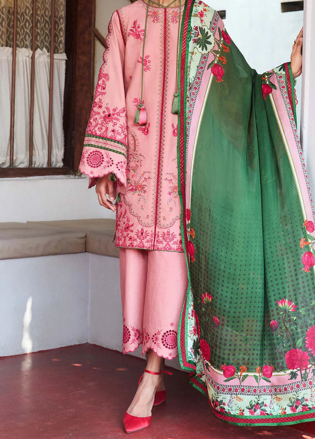 Jugnu by Hussain Rehar Embroidered Lawn Suit Unstitched 3 Piece HRR25JS D-04 Ravi - Summer Collection