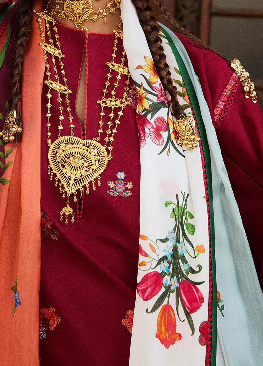 Jugnu by Hussain Rehar Embroidered Lawn Suit Unstitched 3 Piece HRR25JS D-06 Kunar - Summer Collection