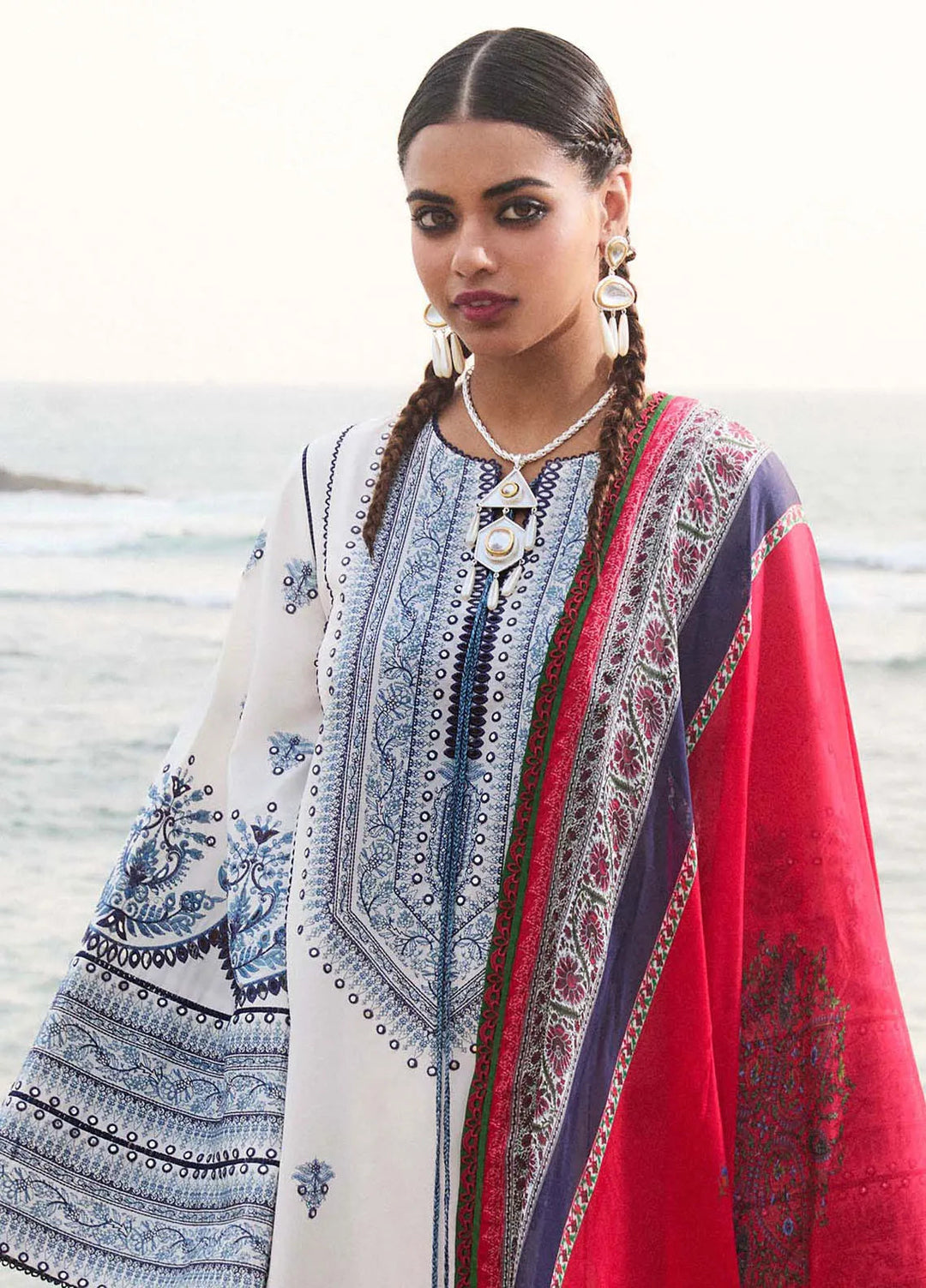 Jugnu by Hussain Rehar Embroidered Lawn Suit Unstitched 3 Piece HRR25JS D-08 Tawi - Summer Collection