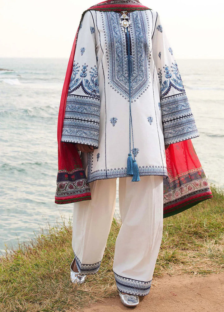 Jugnu by Hussain Rehar Embroidered Lawn Suit Unstitched 3 Piece HRR25JS D-08 Tawi - Summer Collection