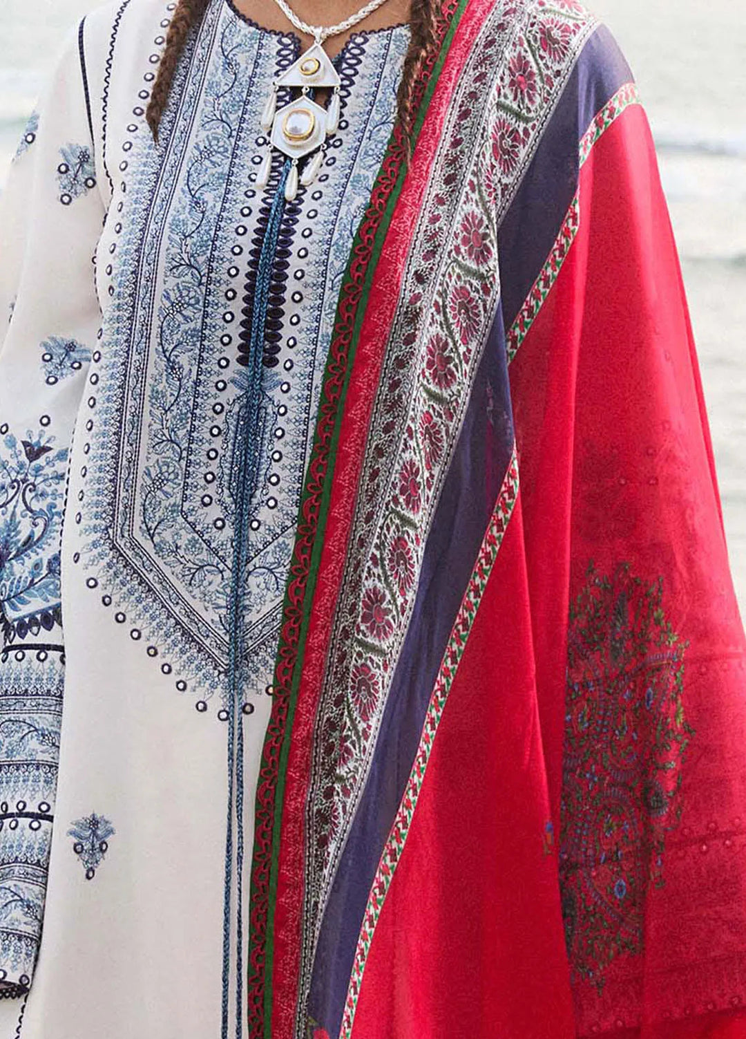 Jugnu by Hussain Rehar Embroidered Lawn Suit Unstitched 3 Piece HRR25JS D-08 Tawi - Summer Collection