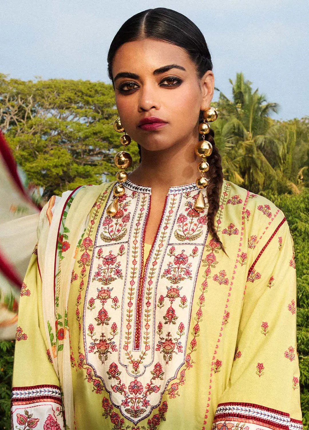 Jugnu by Hussain Rehar Embroidered Lawn Suit Unstitched 3 Piece HRR25JS D-10 Siran - Summer Collection
