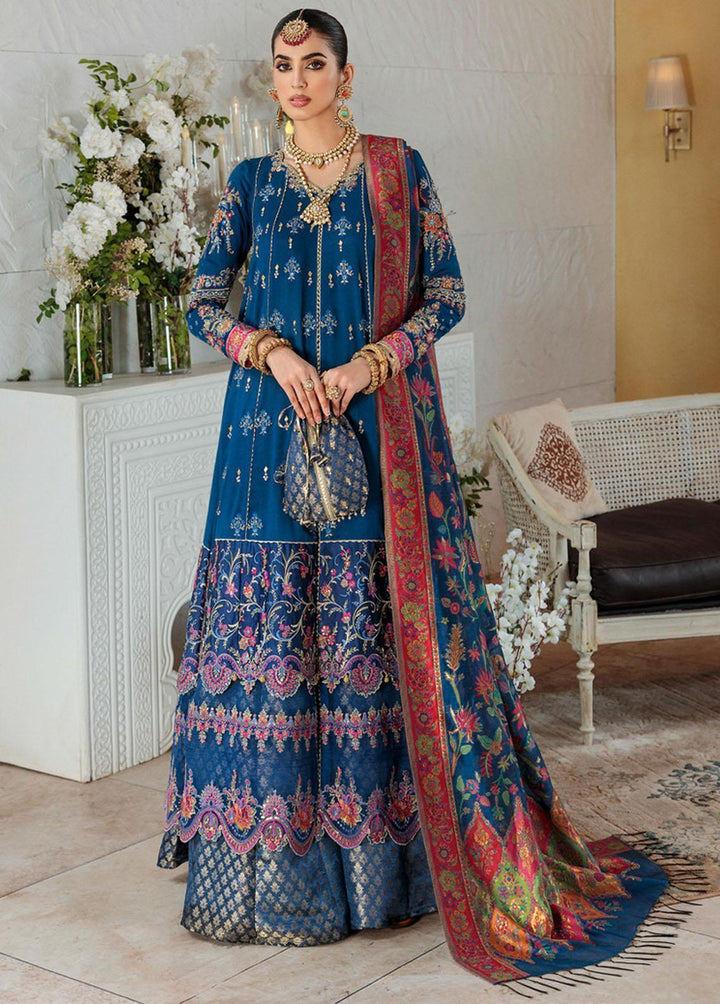 Noor Kaani by Saadia Asad Embroidered Silk Net Suits Unstitched 3 Piece SA22K D2 - Luxury Collection