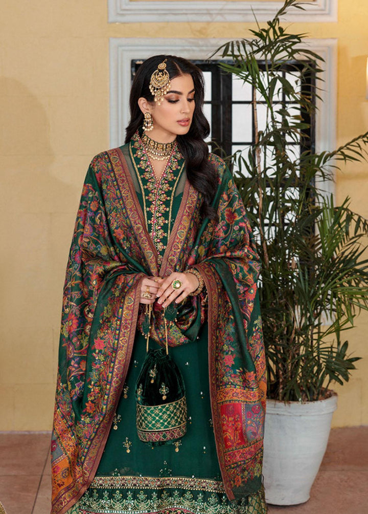 Noor Kaani by Saadia Asad Embroidered Chiffon Suits Unstitched 3 Piece SA22K D5 - Luxury Collection