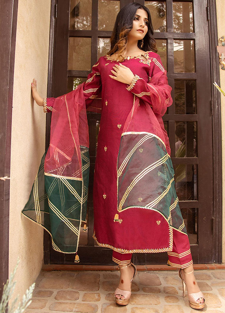 Kaara Luxury Pret  Khaadi Net 3 Piece Suit Dahlias