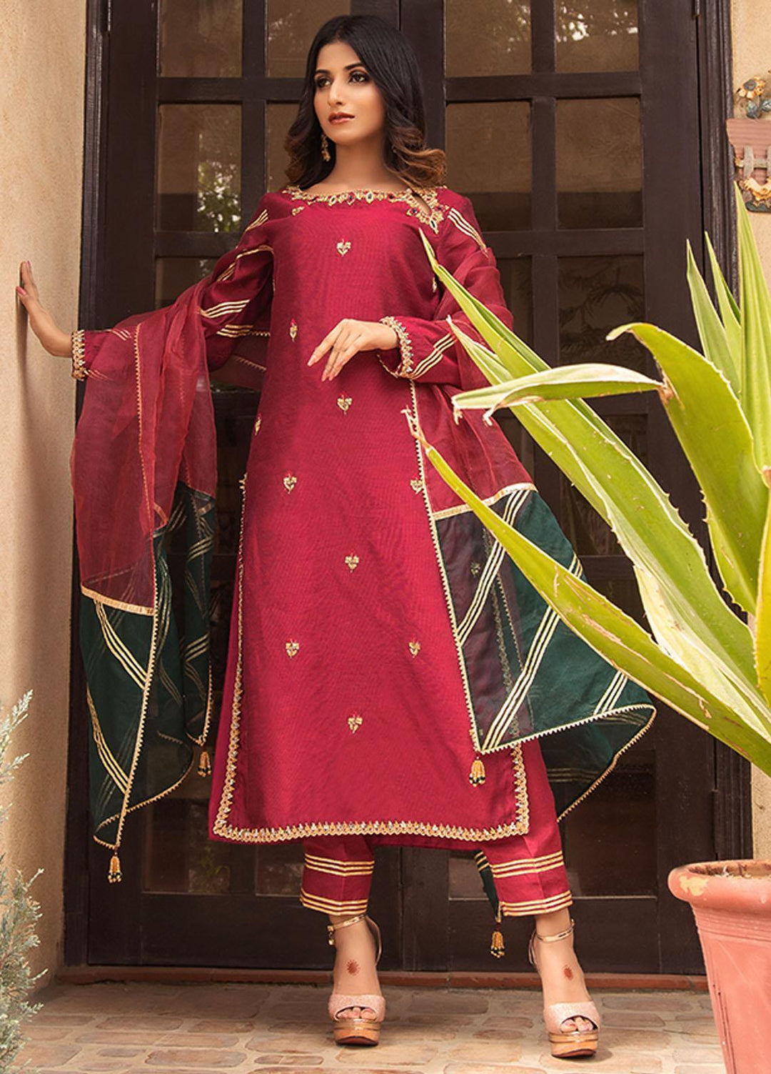 Kaara Luxury Pret  Khaadi Net 3 Piece Suit Dahlias