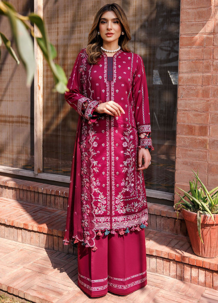 Kaavish By Farasha Embroidered Lawn Suits Unstitched 3 Piece FSH24K D-01 Garnet Glam - Festive Collection