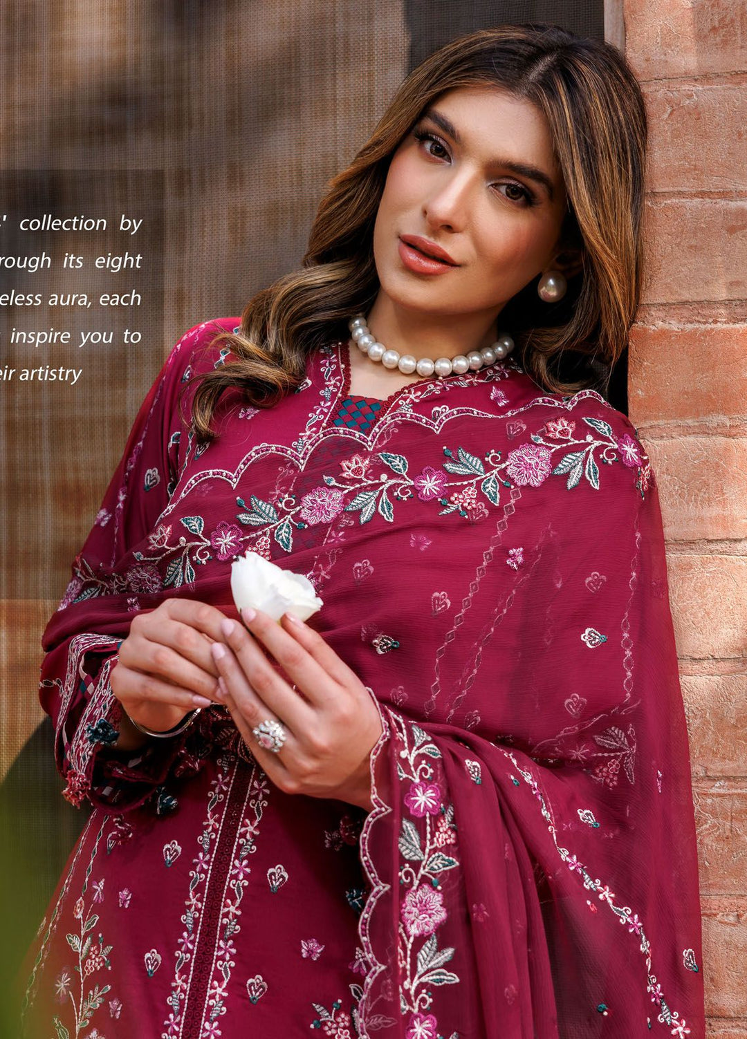 Kaavish By Farasha Embroidered Lawn Suits Unstitched 3 Piece FSH24K D-01 Garnet Glam - Festive Collection