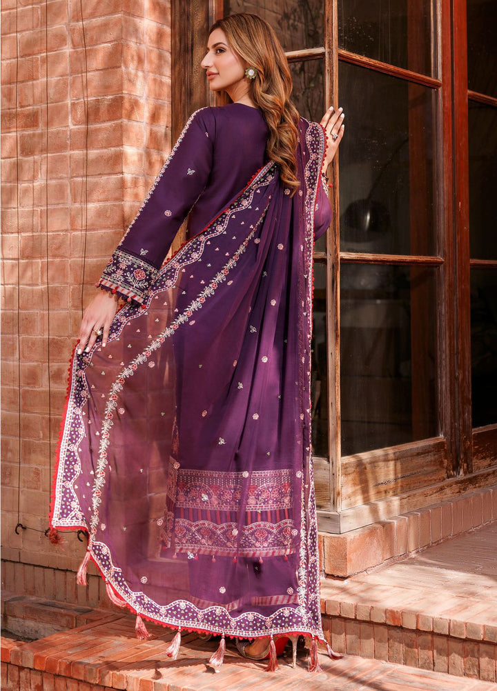 Kaavish By Farasha Embroidered Lawn Suits Unstitched 3 Piece FSH24K D-02 Shadow Berry - Festive Collection