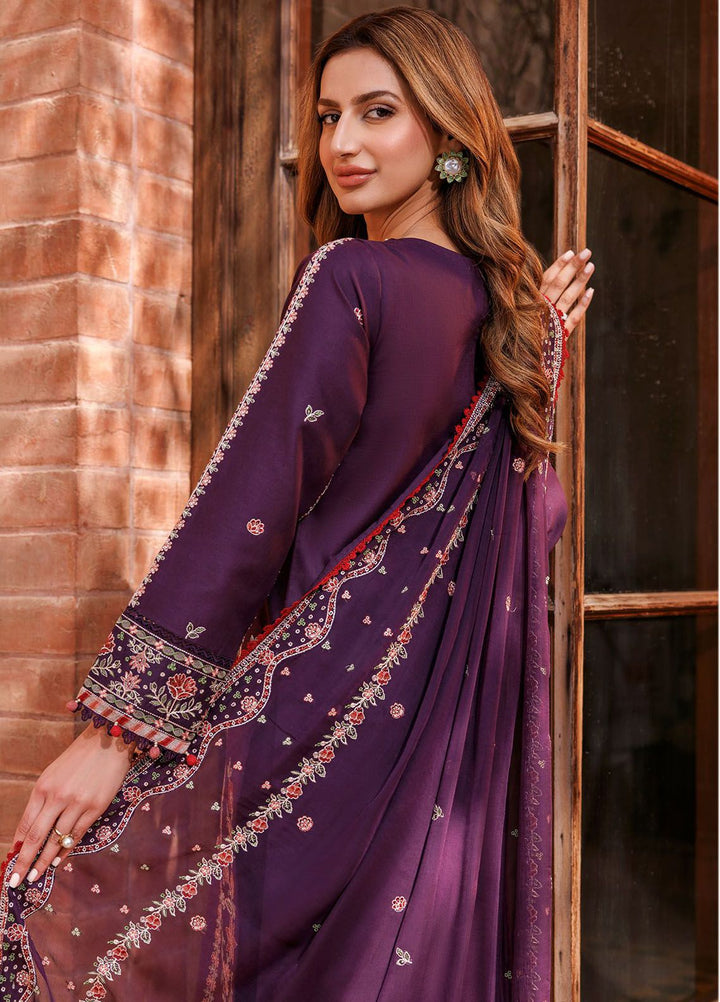 Kaavish By Farasha Embroidered Lawn Suits Unstitched 3 Piece FSH24K D-02 Shadow Berry - Festive Collection