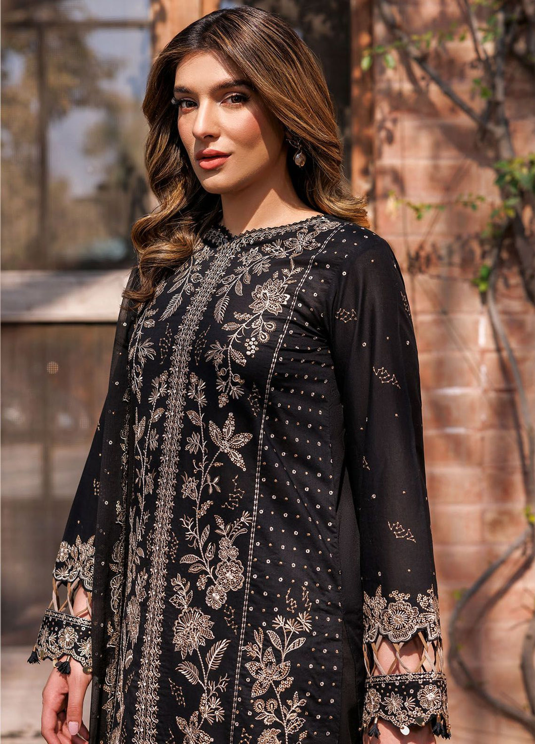 Kaavish By Farasha Embroidered Lawn Suits Unstitched 3 Piece FSH24K D-03 Raven Aura - Festive Collection
