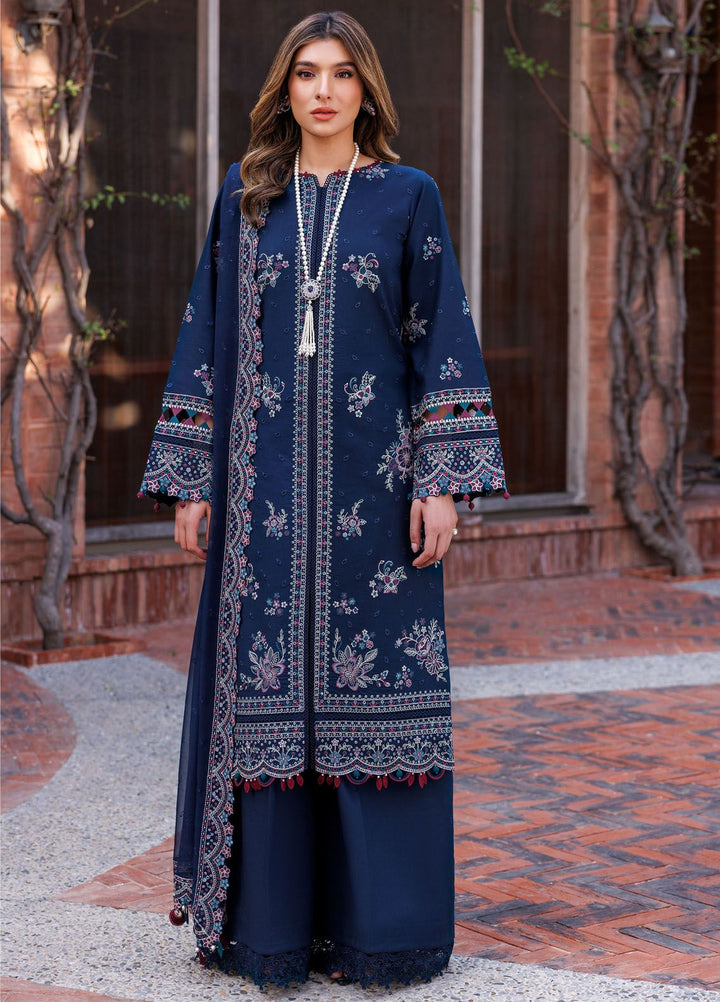 Kaavish By Farasha Embroidered Lawn Suits Unstitched 3 Piece FSH24K D-04 Deep Sapphire - Festive Collection