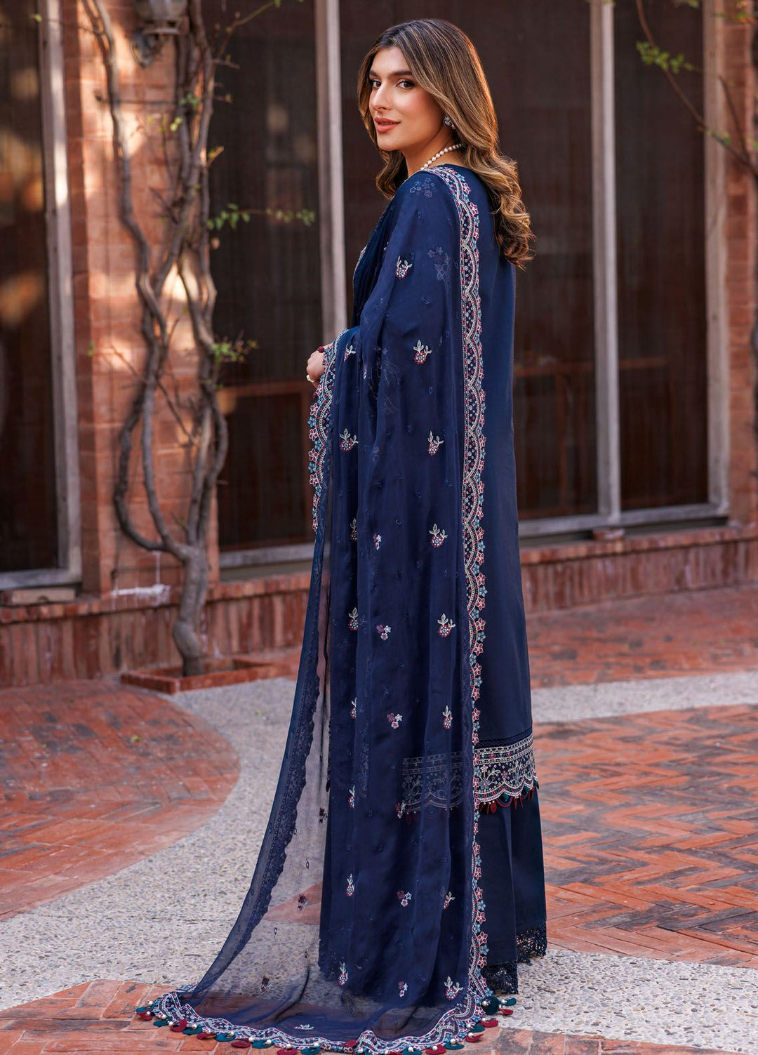 Kaavish By Farasha Embroidered Lawn Suits Unstitched 3 Piece FSH24K D-04 Deep Sapphire - Festive Collection