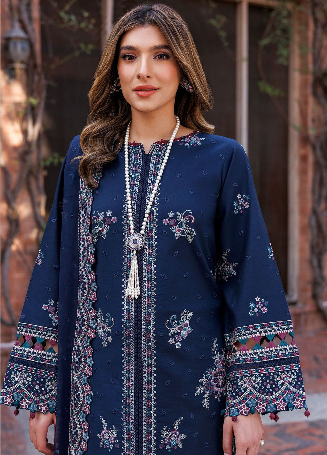 Kaavish By Farasha Embroidered Lawn Suits Unstitched 3 Piece FSH24K D-04 Deep Sapphire - Festive Collection