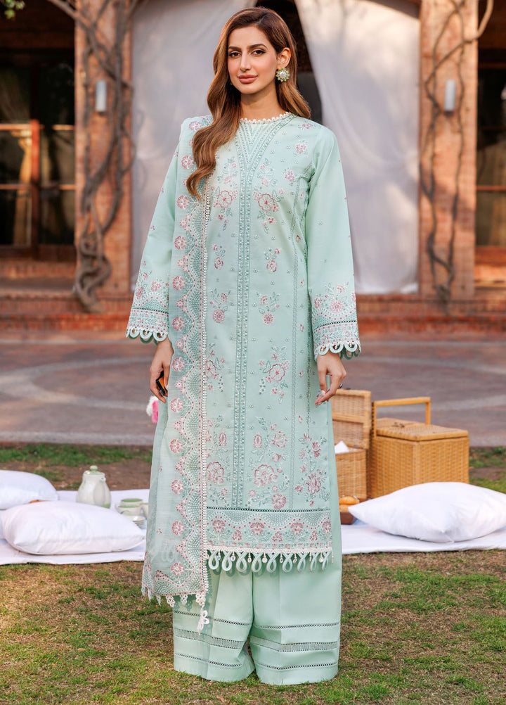Kaavish By Farasha Embroidered Lawn Suits Unstitched 3 Piece FSH24K D-05 Whisper Mint - Festive Collection