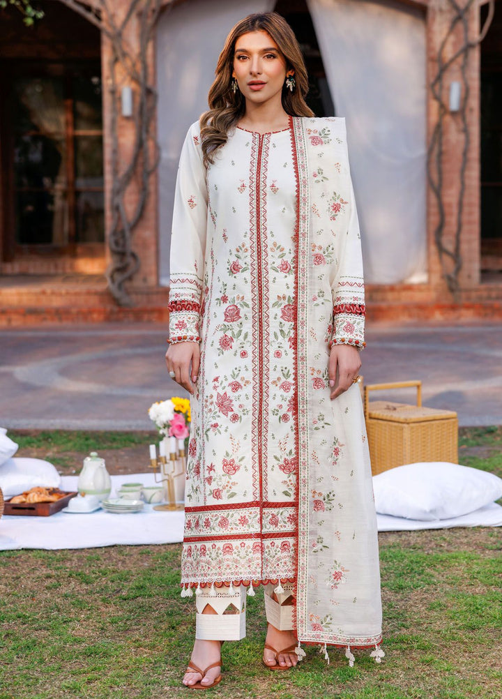 Kaavish By Farasha Embroidered Lawn Suits Unstitched 3 Piece FSH24K D-06 Surreal White - Festive Collection