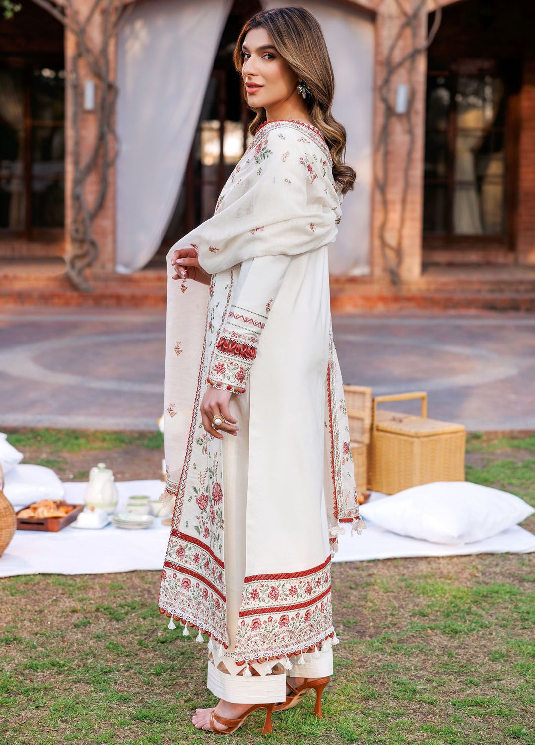 Kaavish By Farasha Embroidered Lawn Suits Unstitched 3 Piece FSH24K D-06 Surreal White - Festive Collection