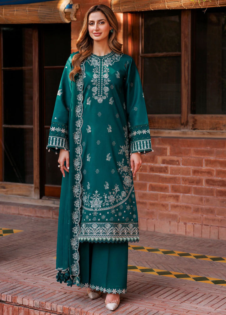 Kaavish By Farasha Embroidered Lawn Suits Unstitched 3 Piece FSH24K D-08 Teal Garland - Festive Collection