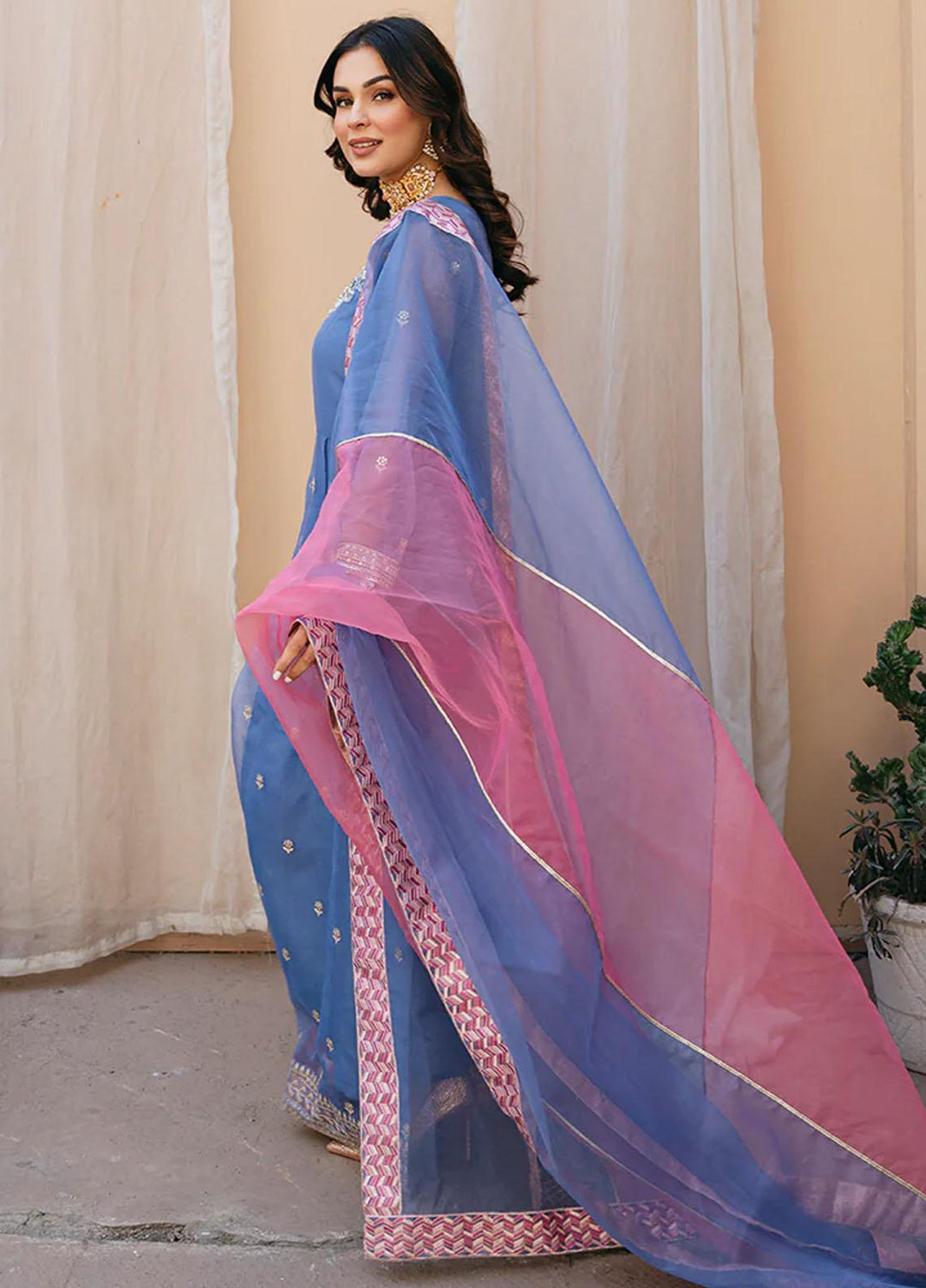 Kahani By Daud Abbas Embroidered Organza Suits Unstitched 3 Piece DA23K Dua - Luxury Collection