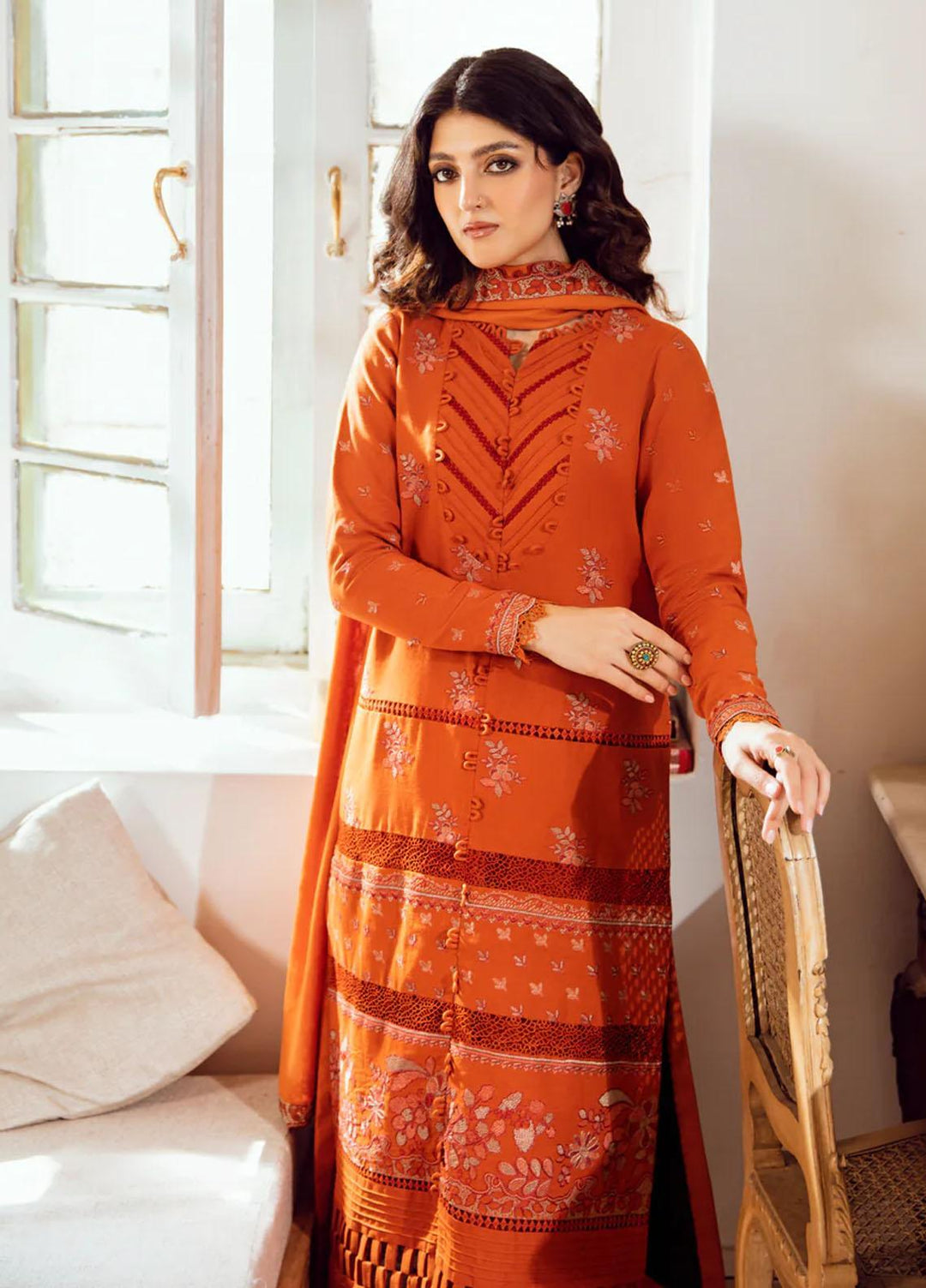 Kahani By Gisele Embroidered Khaddar Suits Unstitched 3 Piece GL23K Coral Fantasy - Winter Collection
