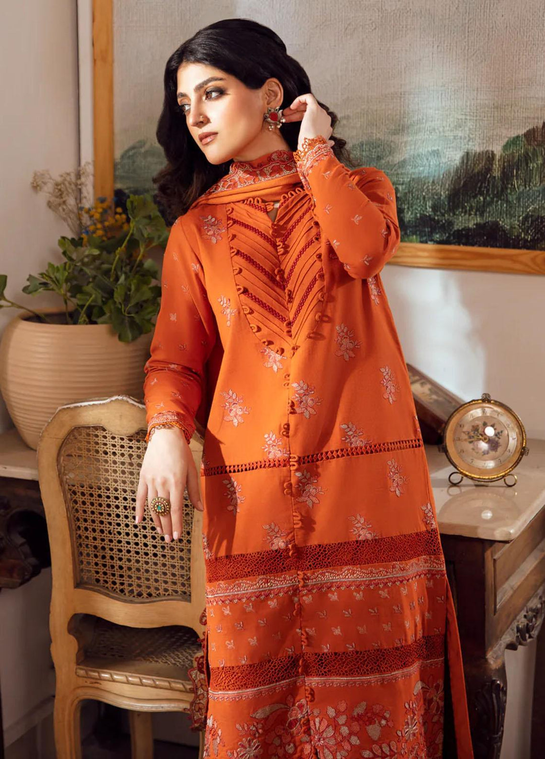 Kahani By Gisele Embroidered Khaddar Suits Unstitched 3 Piece GL23K Coral Fantasy - Winter Collection