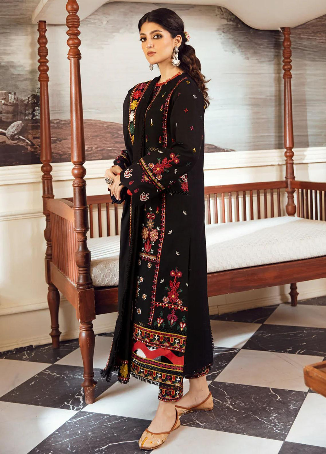 Kahani By Gisele Embroidered Khaddar Suits Unstitched 3 Piece GL23K Majestic Azure - Winter Collection