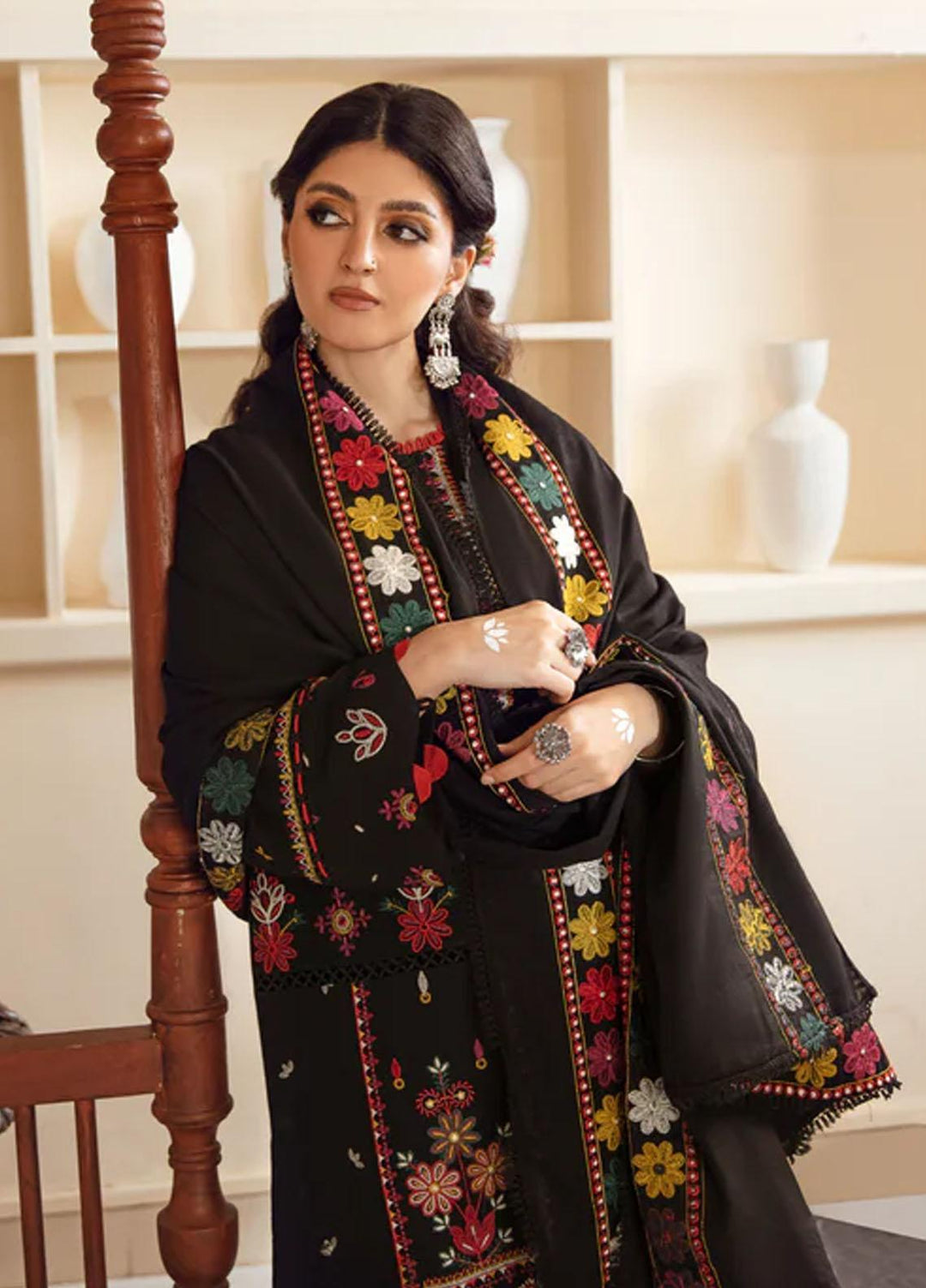 Kahani By Gisele Embroidered Khaddar Suits Unstitched 3 Piece GL23K Majestic Azure - Winter Collection
