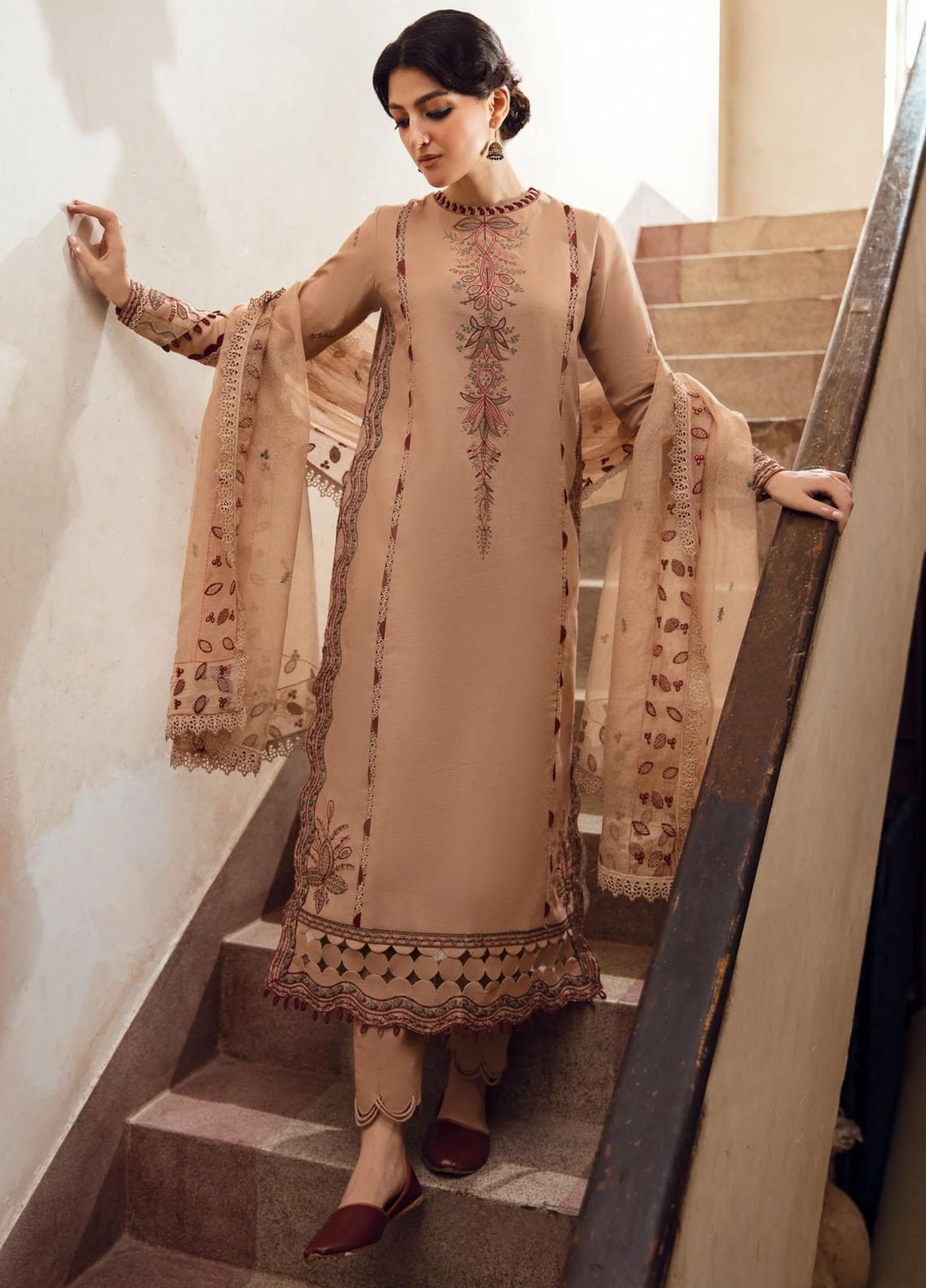 Kahani By Gisele Embroidered Khaddar Suits Unstitched 3 Piece GL23K Moon Stone - Winter Collection