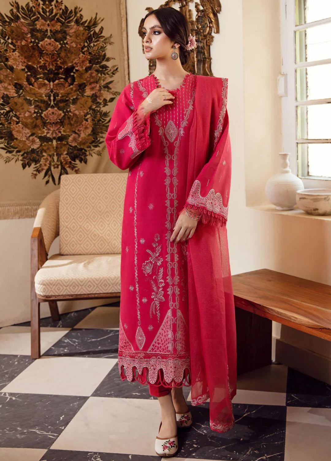 Kahani By Gisele Embroidered Khaddar Suits Unstitched 3 Piece GL23K Pink Mellow - Winter Collection