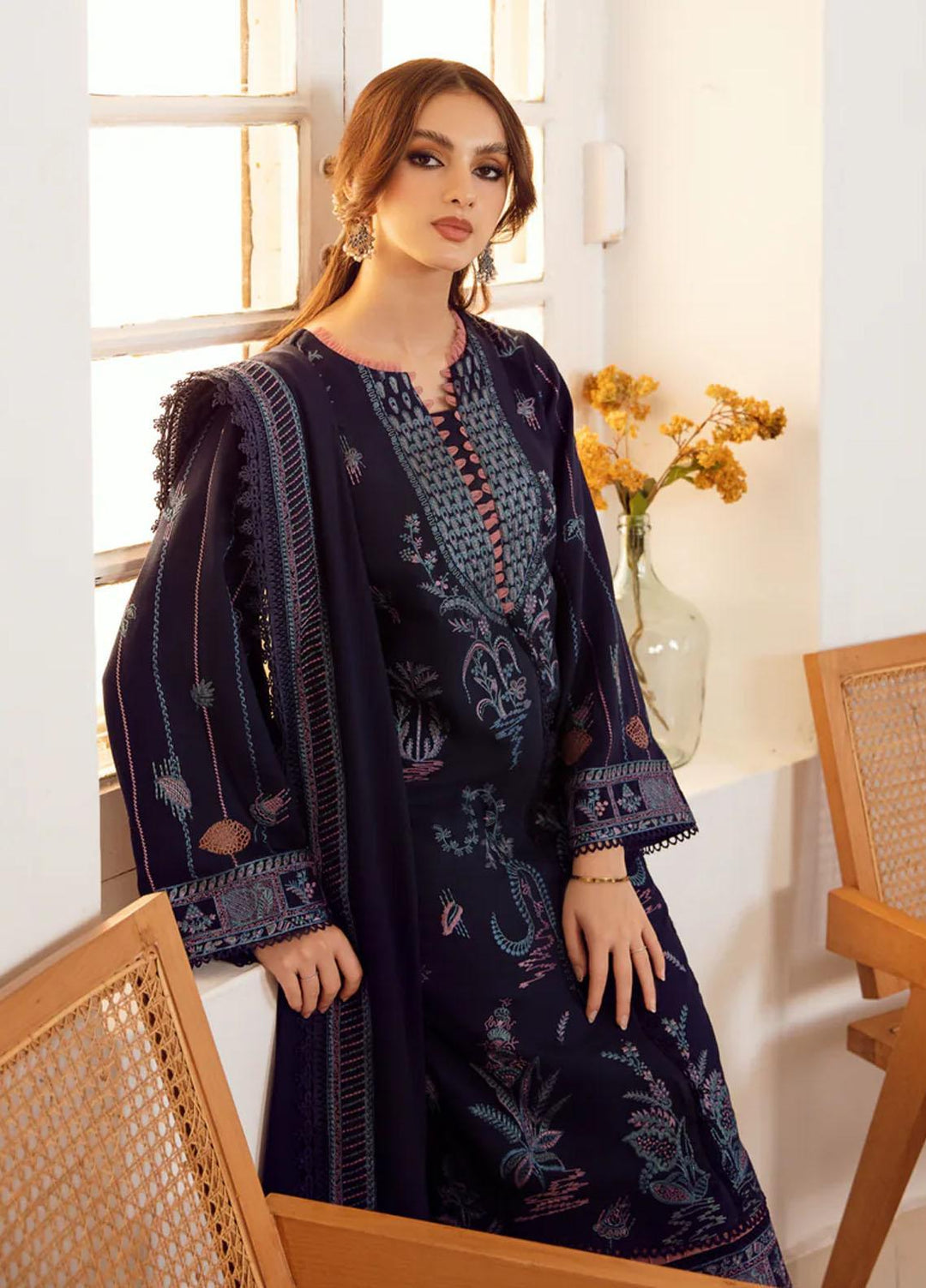 Kahani By Gisele Embroidered Khaddar Suits Unstitched 3 Piece GL23K Teal Voyage - Winter Collection