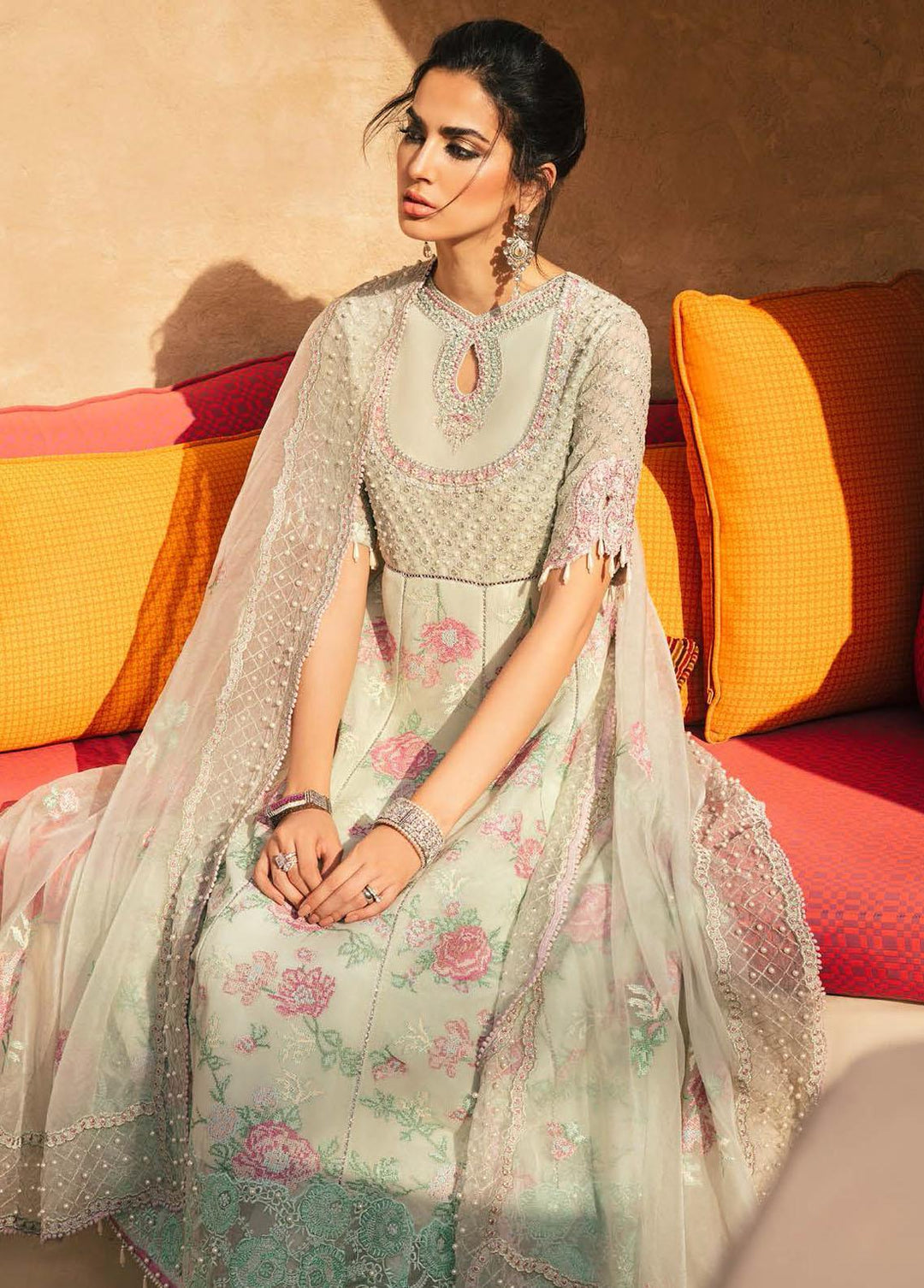Kahani by Mushq Embroidered Cotton Net Suits Unstitched 3 Piece MQ22K MLF22 08 - Luxury Collection