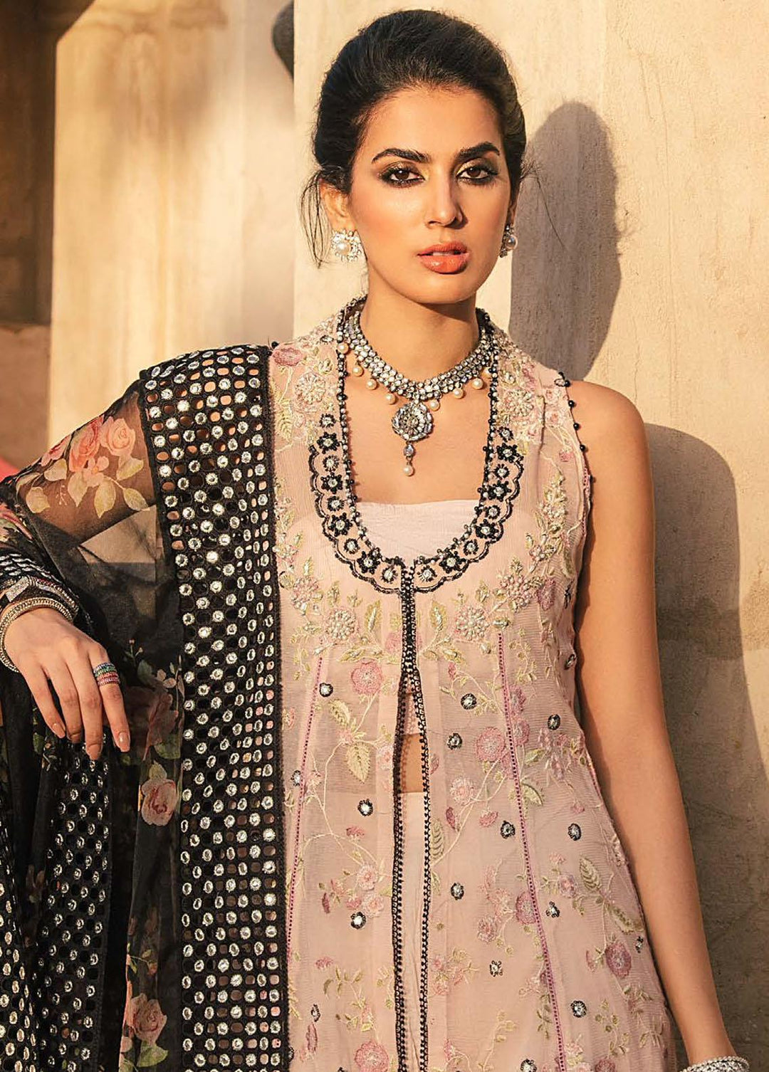 Kahani by Mushq Embroidered Cotton Net Suits Unstitched 3 Piece MQ22K MLF22 09 - Luxury Collection