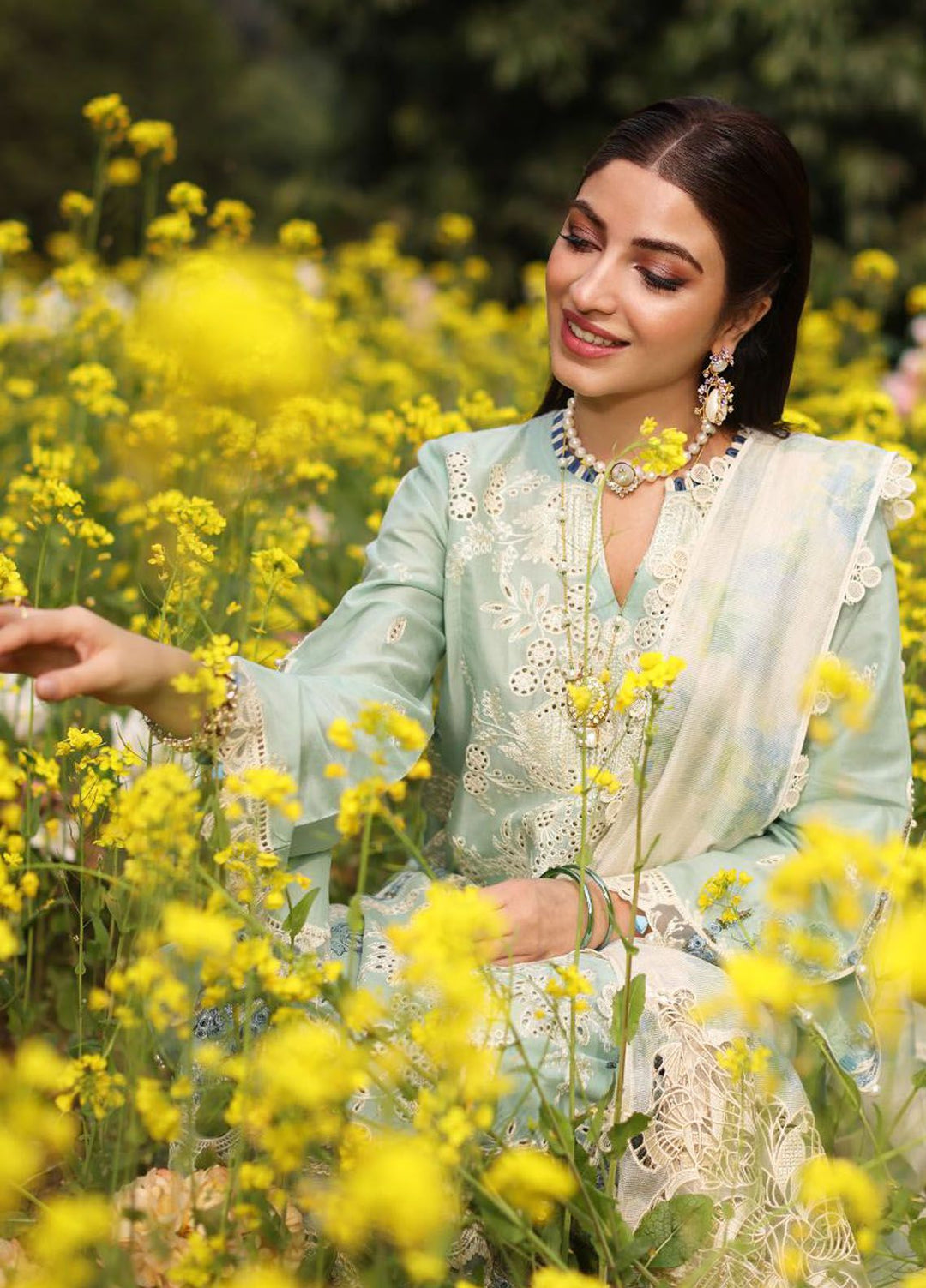 Kahf Embroidered Lawn Suit Unstitched 3 Piece KHF24FL KFL-01 Tabir - Luxury Summer Collection