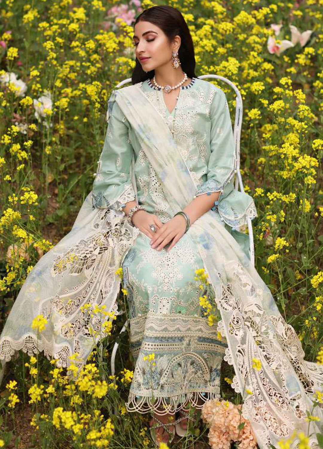 Kahf Embroidered Lawn Suit Unstitched 3 Piece KHF24FL KFL-01 Tabir - Luxury Summer Collection