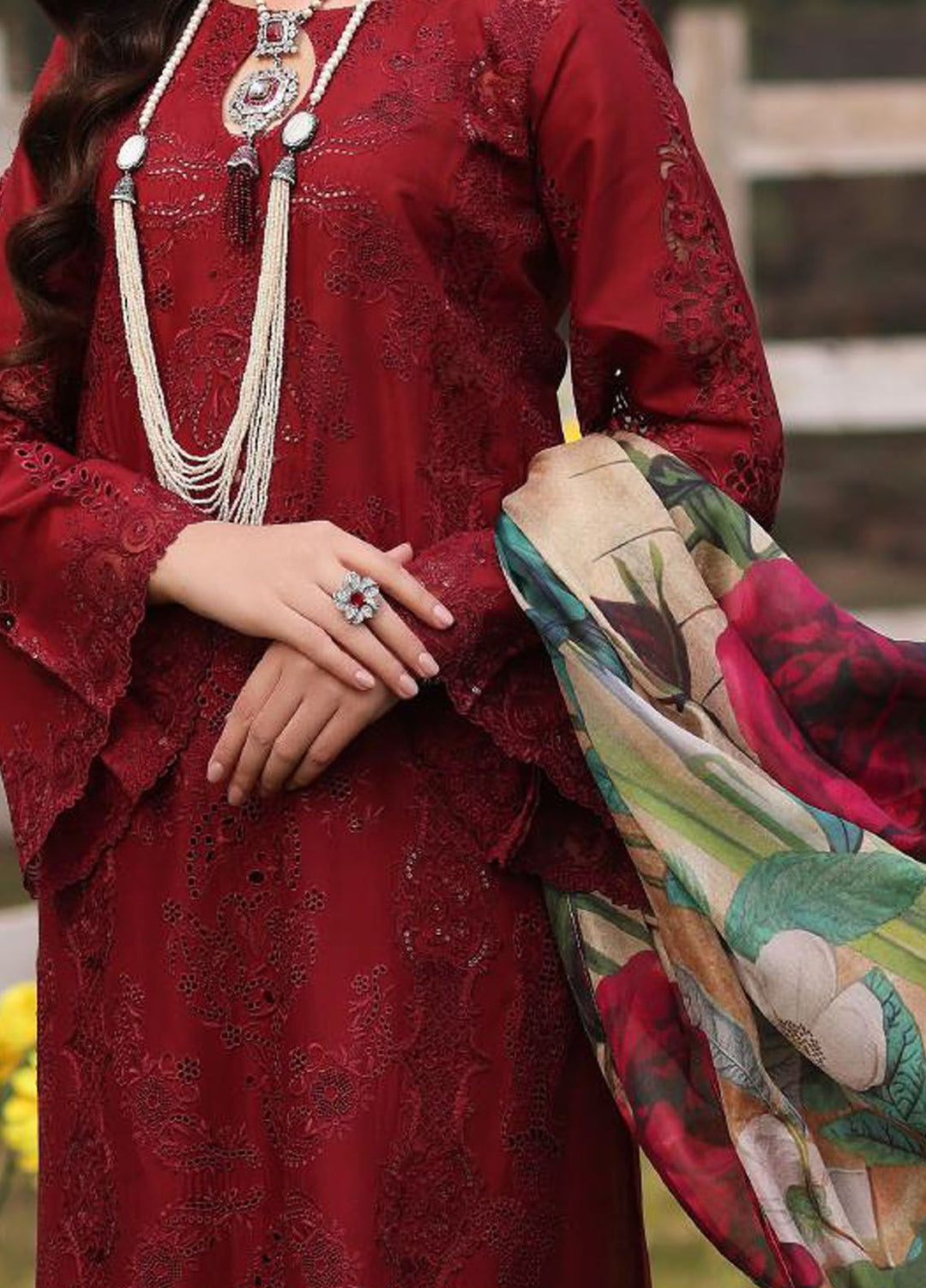Kahf Embroidered Lawn Suit Unstitched 3 Piece KHF24FL KFL-02 Alora - Luxury Summer Collection