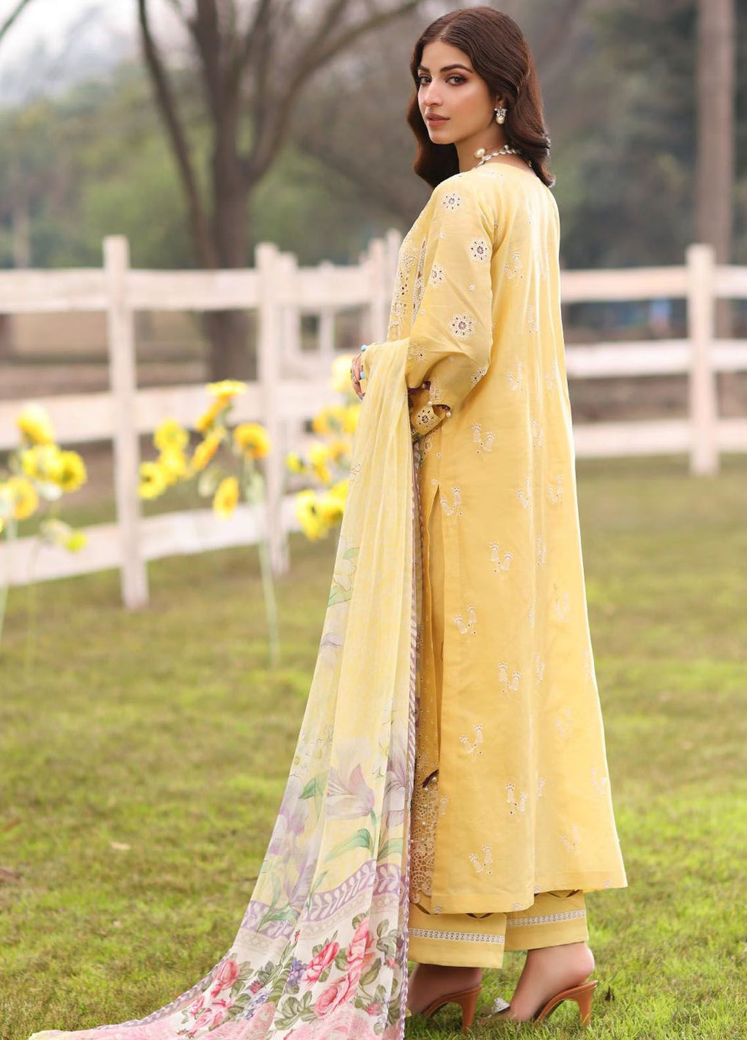 Kahf Embroidered Lawn Suit Unstitched 3 Piece KHF24FL KFL-05 Sahar - Luxury Summer Collection