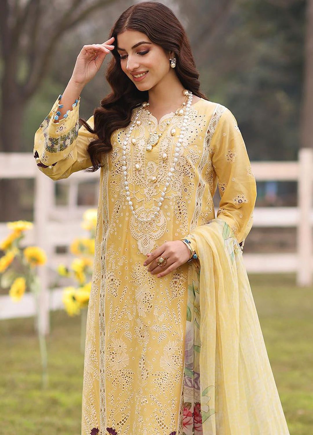 Kahf Embroidered Lawn Suit Unstitched 3 Piece KHF24FL KFL-05 Sahar - Luxury Summer Collection