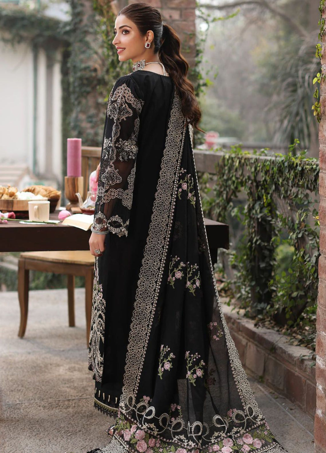 Kahf Embroidered Lawn Suit Unstitched 3 Piece KHF24FL KFL-06 Noor - Luxury Summer Collection
